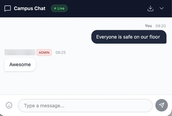 ERA campus chat during a drill